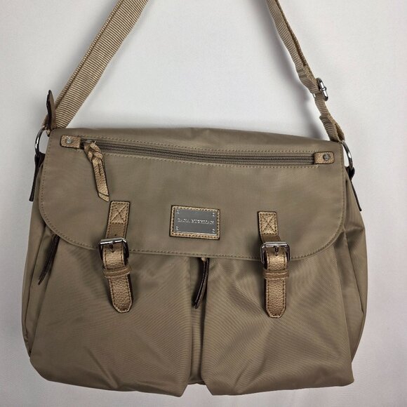 Dana Buchman Champagne Brown Messenger Bag with Metallic Pebbled Accents - Picture 2 of 13